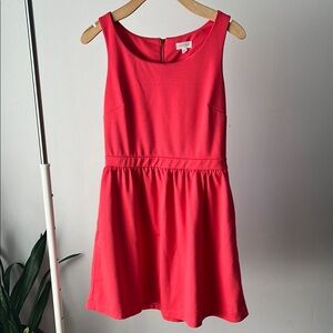 Maison Jules Red Peplum Sundress Sleeveless Scoop Neck M